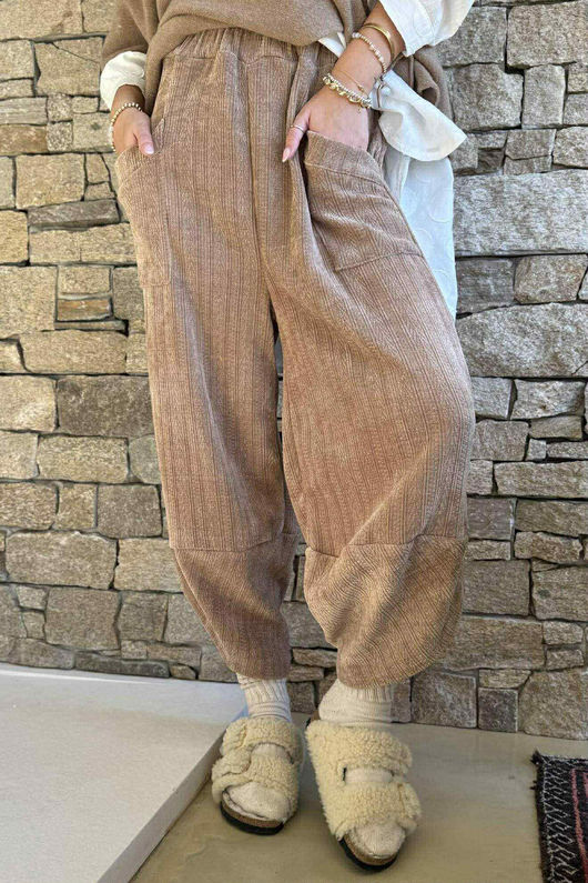 Nuk Stretch Velour Shelby Pant Camel